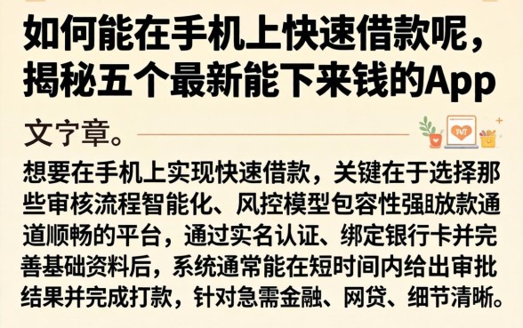 如何能在手机上快速借款呢，揭秘五个最新能下来钱的app