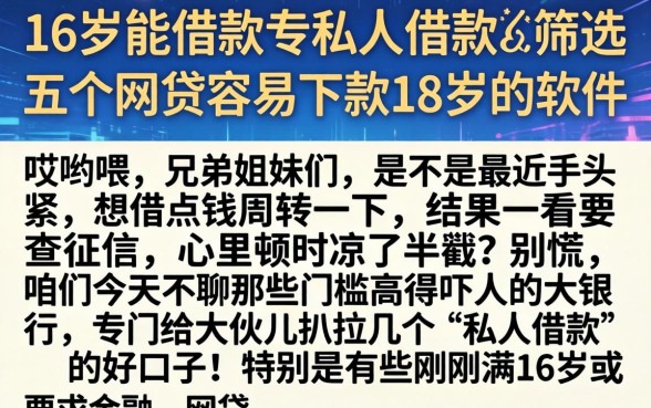 16岁能借款的私人借款，筛选五个网贷容易下款18岁的软件