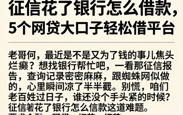 征信花了银行怎么借款，细致阐述5个网贷大口子轻松借平台
