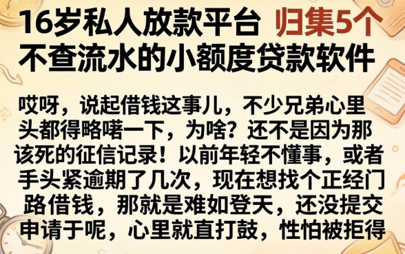 16岁私人放款平台，归集5个不查流水的小额度贷款软件