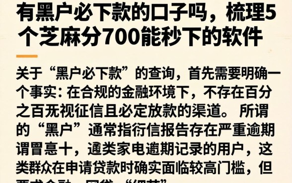 有黑户必下款的口子吗,梳理5个芝麻分700能秒下的软件
