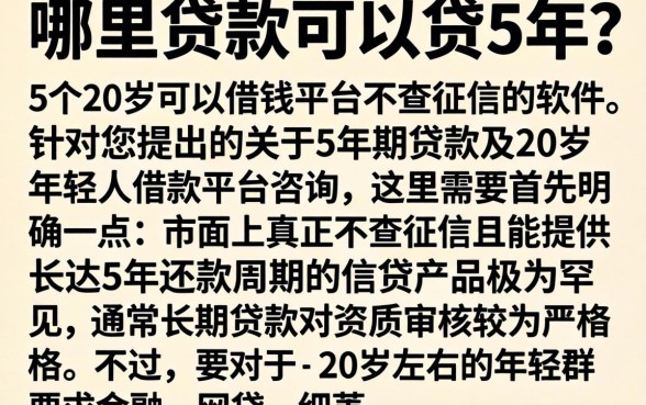 哪里贷款可以贷5年，细致阐述5个20岁可以借钱平台不查征信的软件