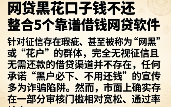 网贷黑花口子钱不还,整合5个靠谱借钱网贷软件