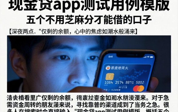 现金贷app测试用例模版，概括五个不用芝麻分能借的口子