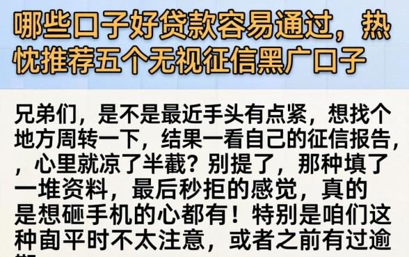 哪些口子好贷款容易通过，热忱推荐五个无视征信黑户口子