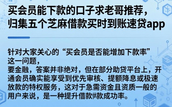买会员能下款的口子求老哥推荐,归集五个芝麻借款实时到账速借app