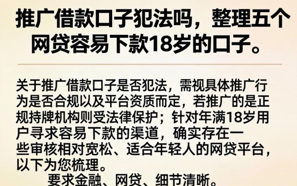 推广借款口子犯法吗,整理五个网贷容易下款18岁的口子