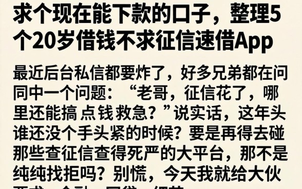 求个现在能下款的口子，整理5个20岁借钱不求征信速借app