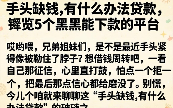 手头缺钱,有什么办法贷款，概览5个黑户能下款的平台