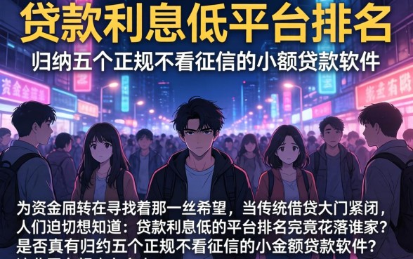 贷款利息低的平台排名，归纳五个正规不看征信的小额贷款软件