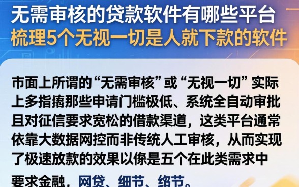 无需审核的贷款软件有哪些平台，梳理5个无视一切是人就下款的软件