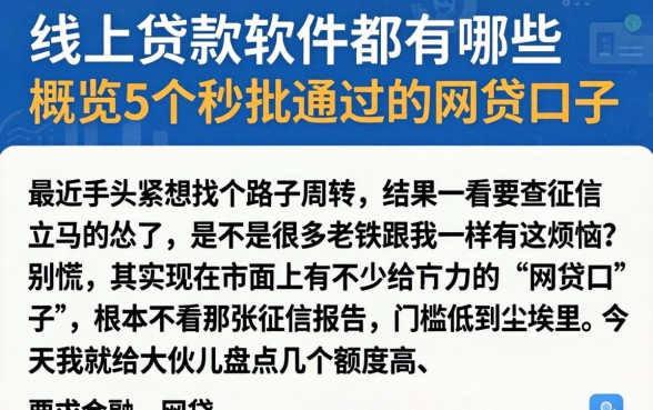 线上贷款软件都有哪些，概览5个秒批通过的网贷口子