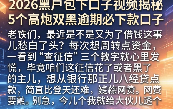 2026黑户包下口子视频，揭秘5个高炮双黑逾期必下款口子