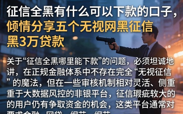 征信全黑有什么可以下款的口子，倾情分享五个无视网黑征信黑3万贷款