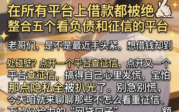 在所有平台上借款都被拒，整合五个不看负债和征信的平台