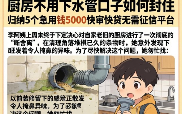 厨房不用的下水管口子如何封住，归纳5个急用钱5000快审快贷无需征信平台