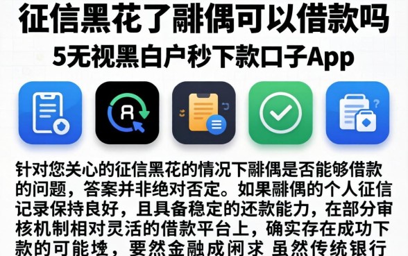征信黑花了配偶可以借款吗，陈列5个无视黑白户秒下款口子app