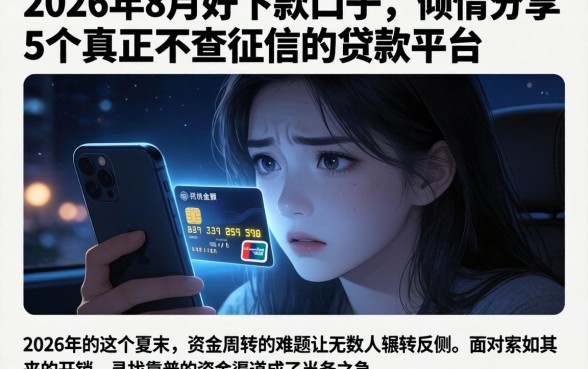2026年8月份好下款的口子，倾情分享5个真正不查征信的贷款平台