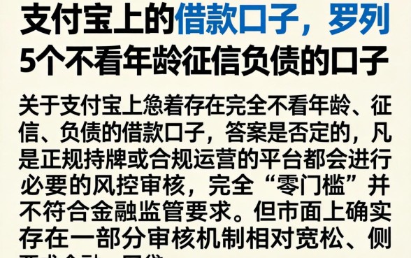 支付宝上的借款口子，罗列5个不看年龄征信负债的口子