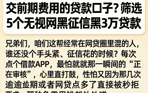 交前期费用的贷款口子,筛选5个无视网黑征信黑3万贷款