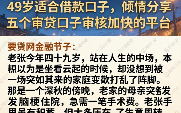 49岁适合的借款口子，倾情分享五个审贷口子审核加快的平台