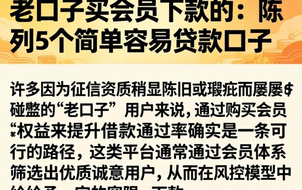 老口子买会员下款的，陈列5个简单容易贷款口子