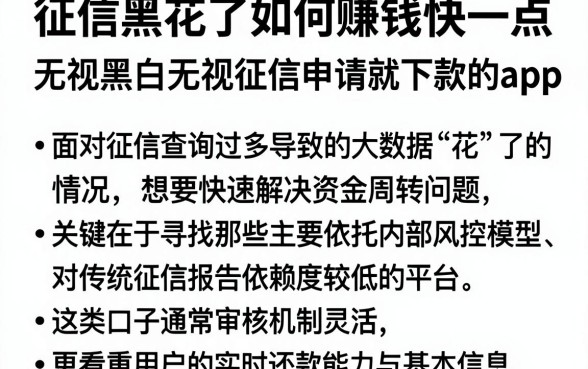 征信黑花了如何赚钱快一点，理出五个无视黑白无视征信申请就下款的app