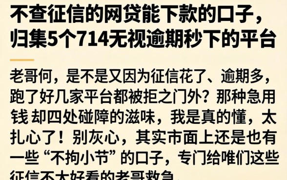 不查征信的网贷能下款的口子,归集5个714无视逾期秒下的平台