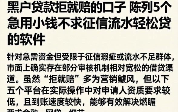 黑户贷款拒就赔的口子，陈列5个急用小钱不求征信流水轻松贷的软件