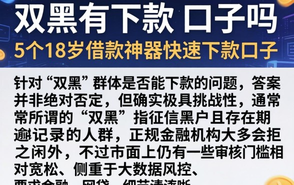 双黑有下款的口子吗，详细阐述5个18岁借款神器快速下款口子