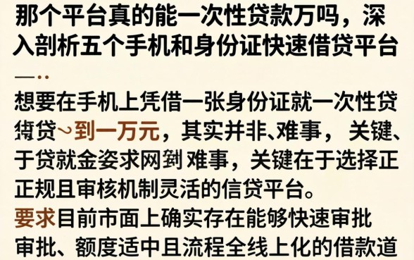 那个平台真的能一次性贷款万吗,深入剖析五个手机和身份证快速借钱平台