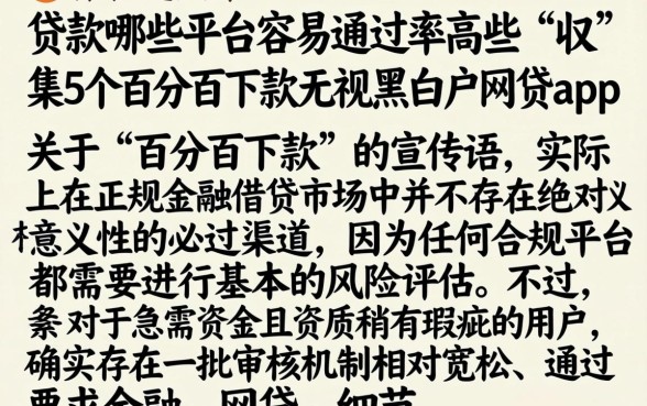 贷款哪些平台容易通过率高些,归集5个百分百下款无视黑白户网贷app