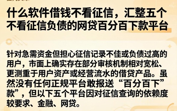 什么软件借钱不看征信，汇整五个不看征信负债的网贷百分百下款平台
