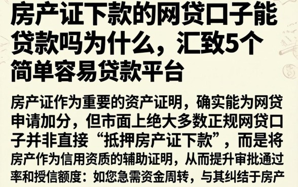 房产证下款的网贷口子能贷款吗为什么,汇整5个简单容易贷款平台