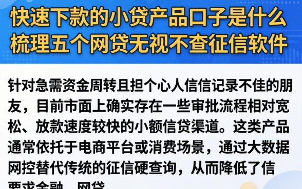 快速下款的小贷产品口子是什么，梳理五个网贷无视不查征信软件