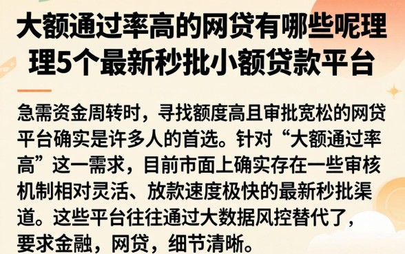 大额通过率高的网贷有哪些呢，理出5个最新秒批小额贷款平台