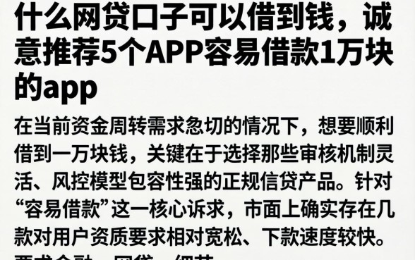 什么网贷口子可以借到钱，诚意推荐5个APP容易借款1万块的app