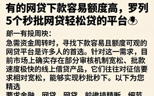 有的网贷下款容易额度高,罗列5个秒批网贷轻松贷的平台