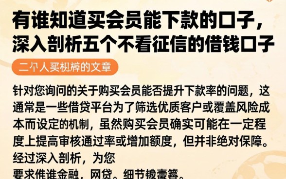 有谁知道买会员能下款的口子，深入剖析五个不看征信的借钱口子