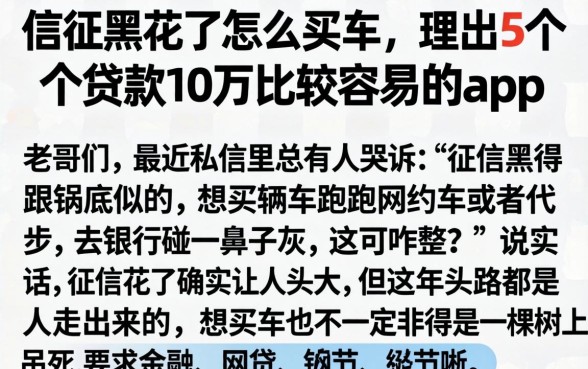 信征黑花了怎么买车，理出5个贷款10万比较容易的app