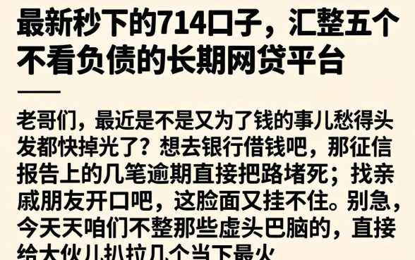 最新秒下的714口子，汇整五个不看负债的长期网贷平台