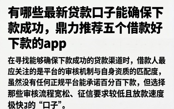 有哪些最新贷款口子能确保下款成功，鼎力推荐五个借款好下款的app