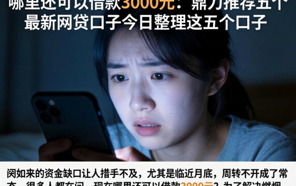 哪里还可以借款3000元，鼎力推荐五个最新网贷口子今日整理这五个口子