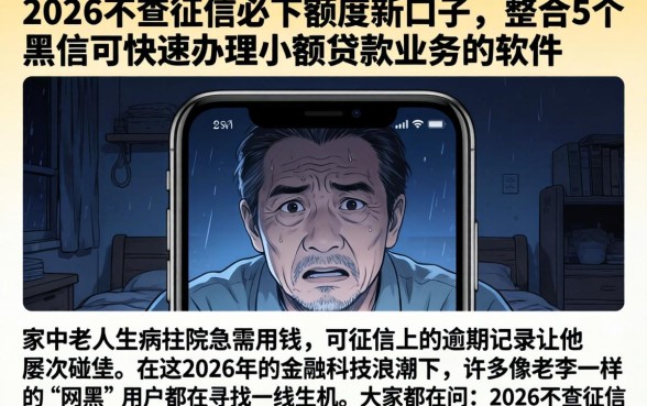 2026不查征信必下额度新口子，整合5个黑户可快速办理小额贷款业务的软件