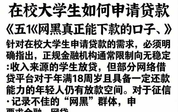 在校大学生如何申请贷款，条列五个网黑真正能下款的口子