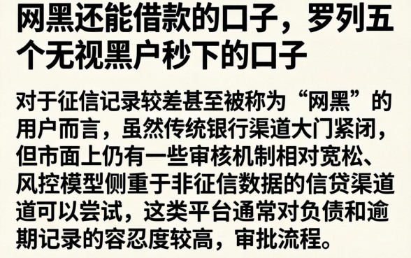 网黑还能借款的口子,罗列五个无视黑户秒下的口子