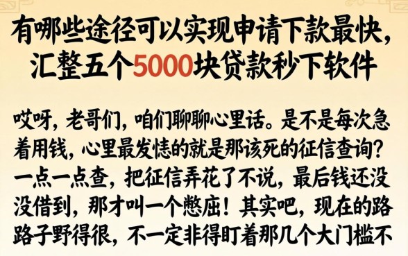 有哪些途径可以实现申请下款最快，汇整五个5000块贷款秒下软件