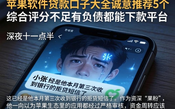 苹果软件贷款口子大全，诚意推荐5个综合评分不足有负债都能下款平台