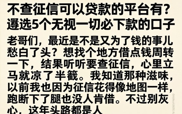 不查征信可以贷款的平台有,遴选5个无视一切必下款的口子