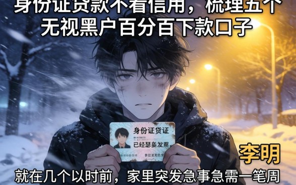 身份证贷款不看信用，梳理五个无视黑户百分百下款口子